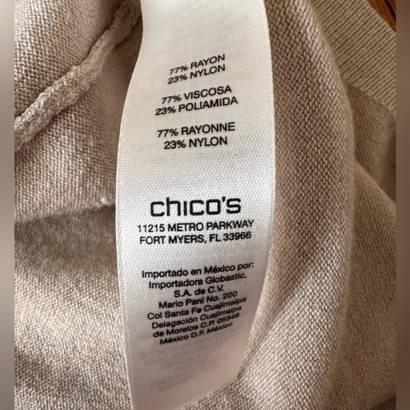 Chico’s sz 3 tan t-neck knit sweater - Picture 7 of 8